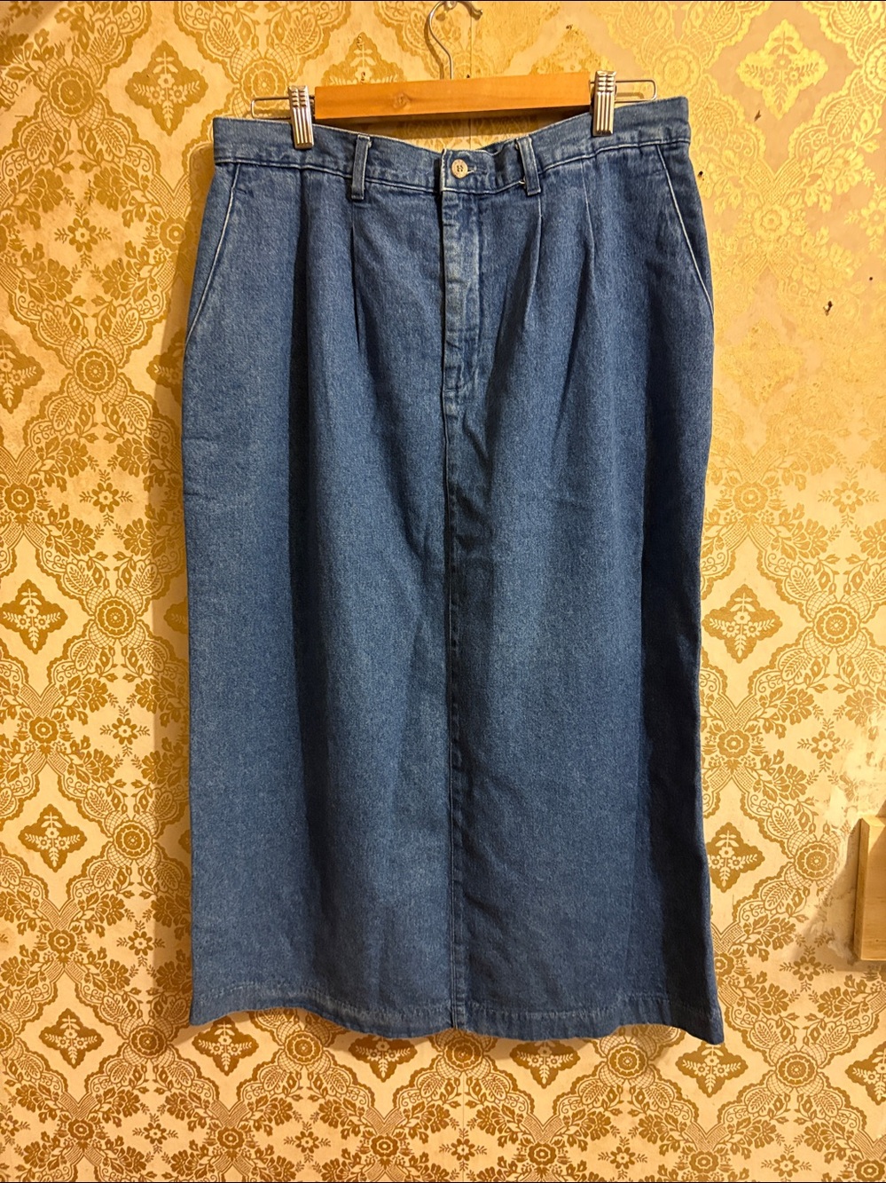 Lee Dark Blue Denim Midi Skirt - Women’s A-Line